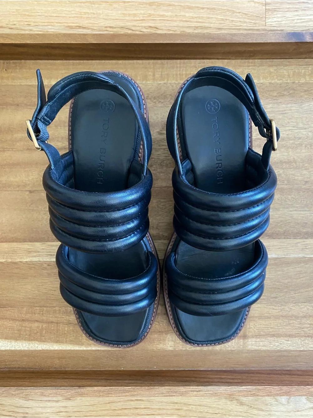 Tory Burch: Women’s Chunky Black Padded Strap Sandals - Picture 1 of 3
